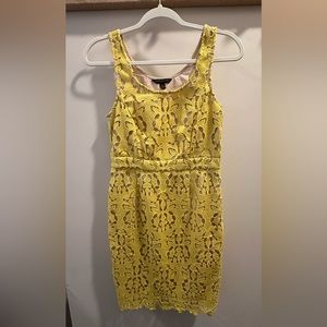Banana Republic yellow lace overlay sheath dress
